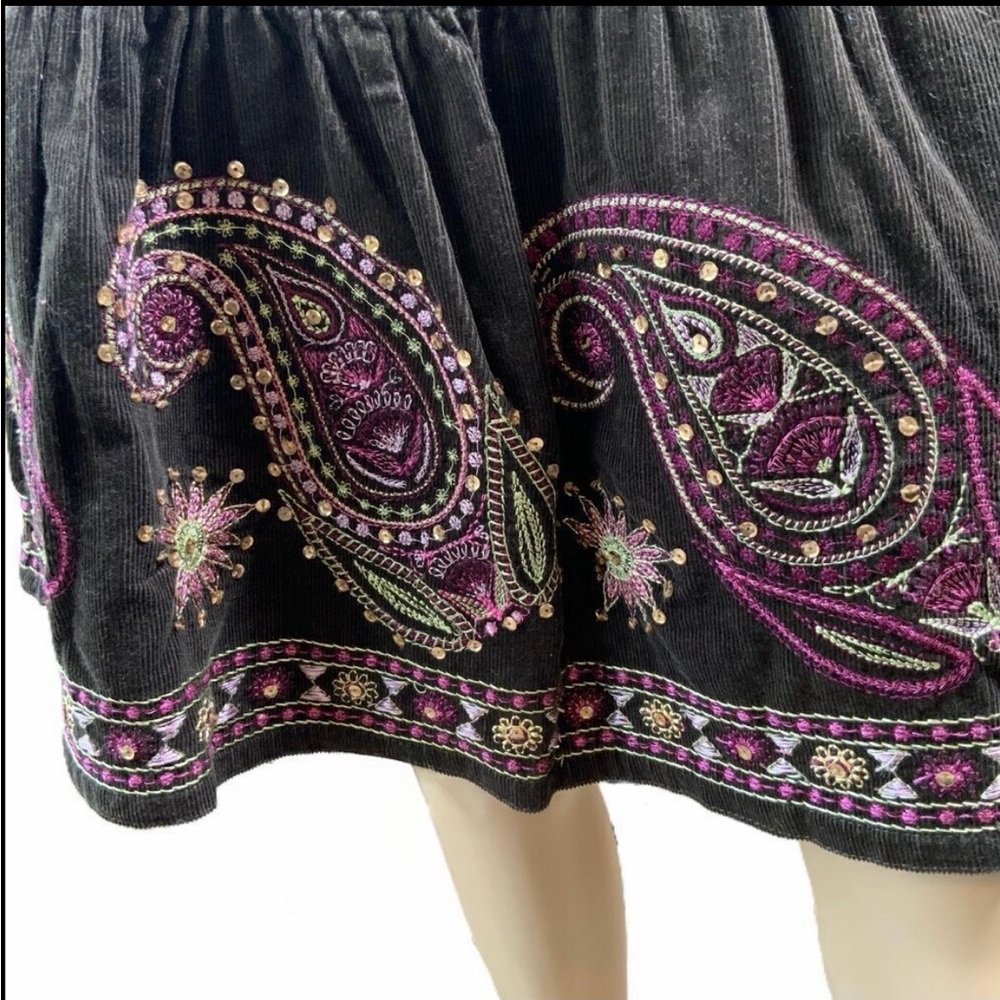 Junction West Brown Pink Embroidered Paisley Skirt Sz 10 Boho Indie Kawaii Fairy - Picture 3 of 13